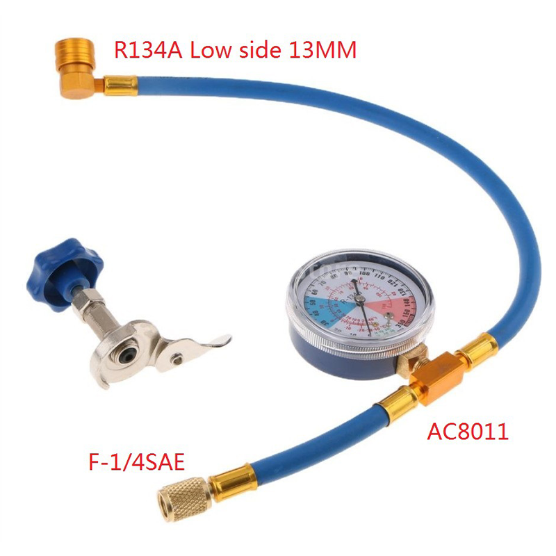 Air conditioning filling hose with pressure gauge for R134A R12 R22