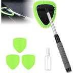 Window cleaner with rotating microfiber head