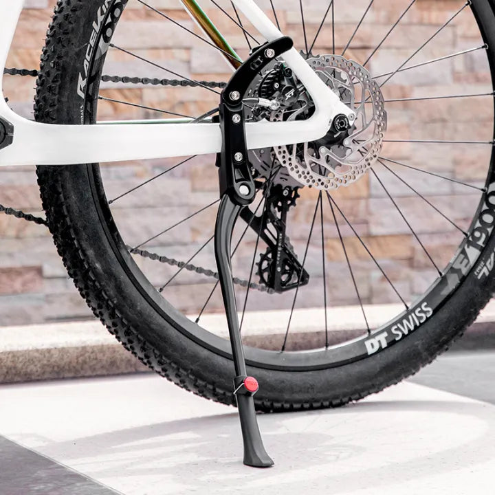 Height-adjustable bicycle stand 32.7–37.8 cm, aluminum, frame-mounted