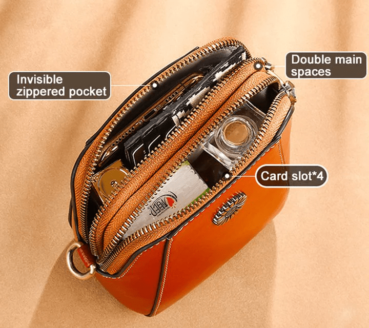 Small Crossbody Bag in Leather Look with Multiple Compartments – Adjustable Strap