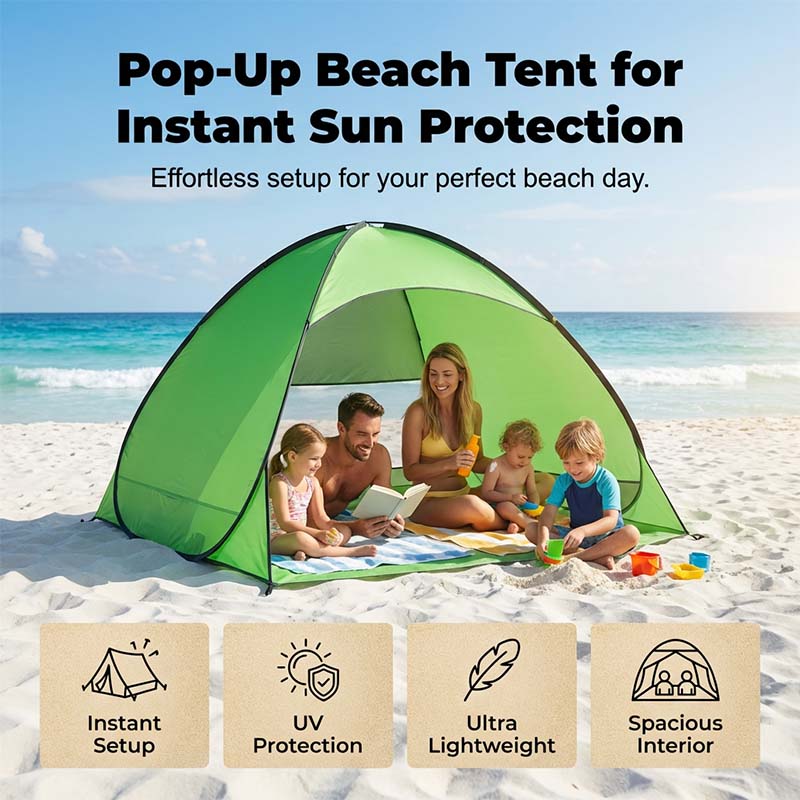 Pop-up beach tent with UV protection