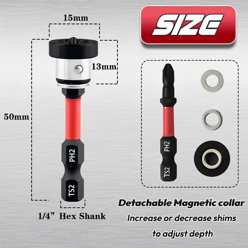 Magnetische Schrauberbits S2 Stahl mit Tiefenstopp