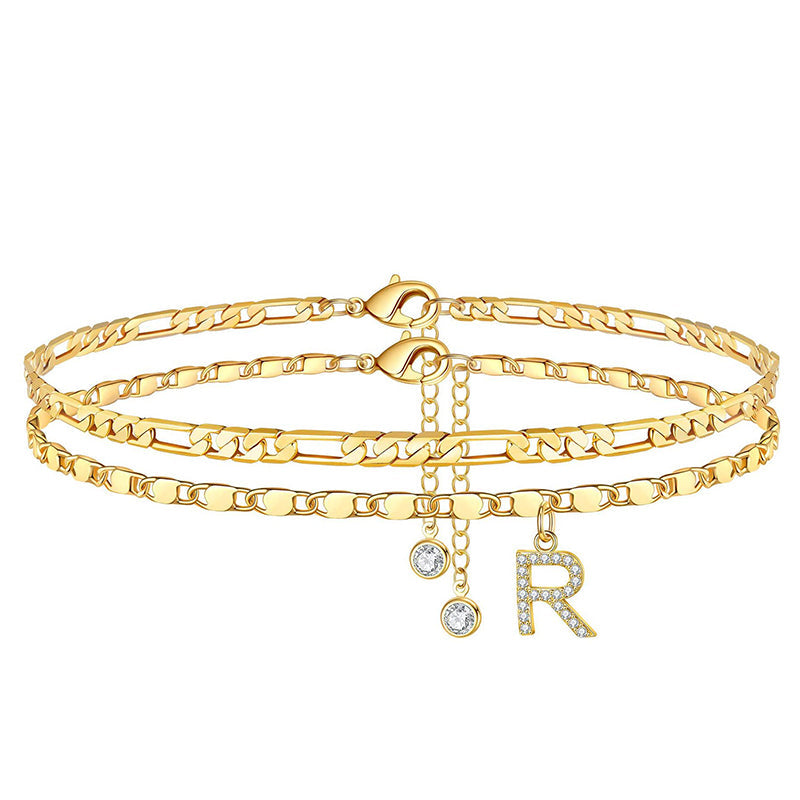 Fußkette Layered-Design mit Strass-Steinen