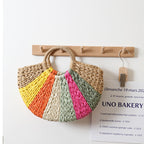 Strandtasche Geflochten – Bunte Regenbogen-Streifen