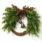 Country-style Christmas wreath with pinecones, berries, and bells, approx. 45 cm