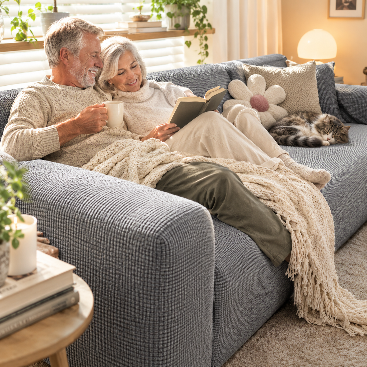 Sofahusse Elastisch mit Rutschschutz