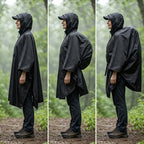 Regenponcho mit Kapuze und Fronttasche, faltbar – 210 × 140 cm
