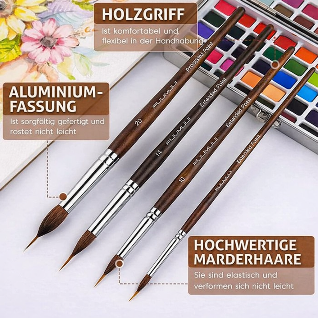 Detail Brush Set with Wooden Handle for Fine Work