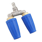 High-pressure nozzle with double turbo for intensive cleaning