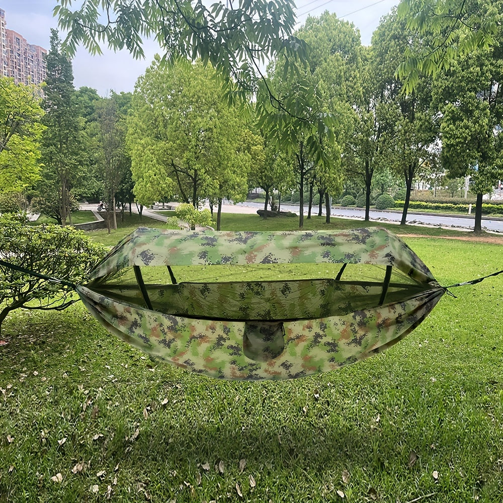 Outdoor hammock with mosquito net and sunshade