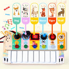Wooden music learning toy with keys and lights