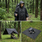 Regenponcho mit Kapuze und Fronttasche, faltbar – 210 × 140 cm