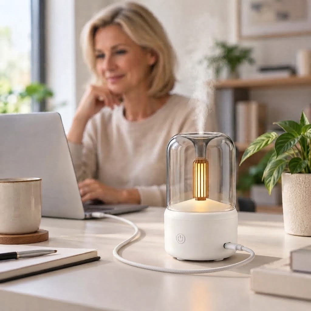 Aroma-Diffuser mit Kerzenlicht-Effekt und Luftbefeuchter
