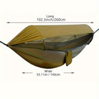 Outdoor hammock with mosquito net and sunshade