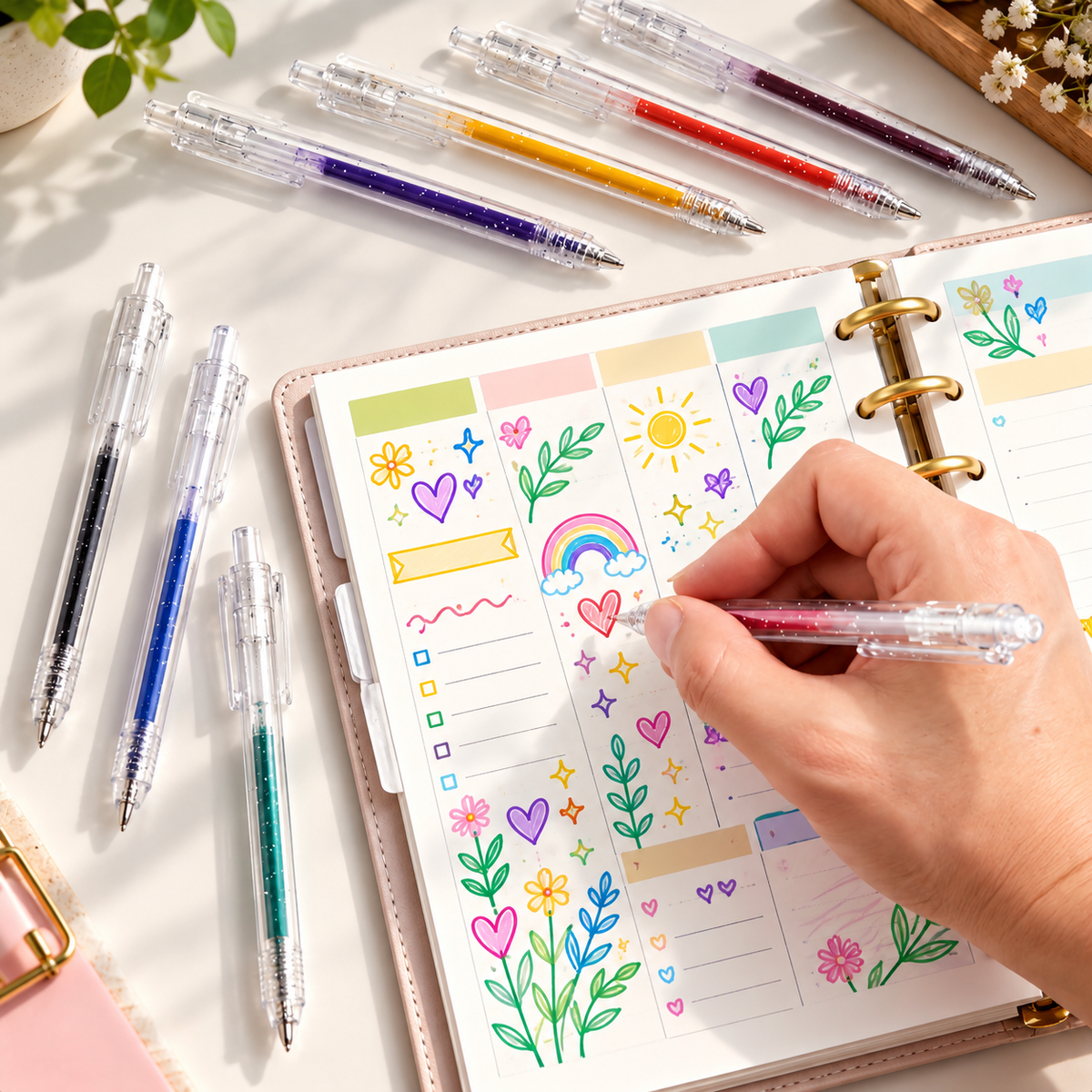 Glitter gel pen set with 1.0-mm ballpoint tip - 8 to 48 colors