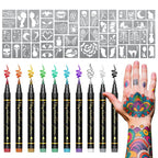 Temporäre Tattoo-Marker Set – 10 Farben mit Pinselspitze -   Mivoza Deutschland