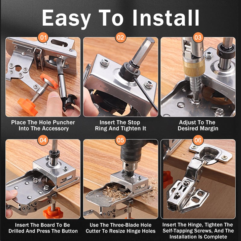 Door Hinge Drilling Template Stainless Steel with Stop Guide