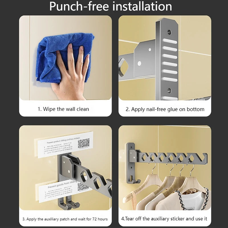 Foldable wall dryer with 180° swivel function