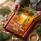 Beer Advent calendar 2026 with 24 flat beer bottle ornaments (approx. 3.9 cm), including hanging ribbons
