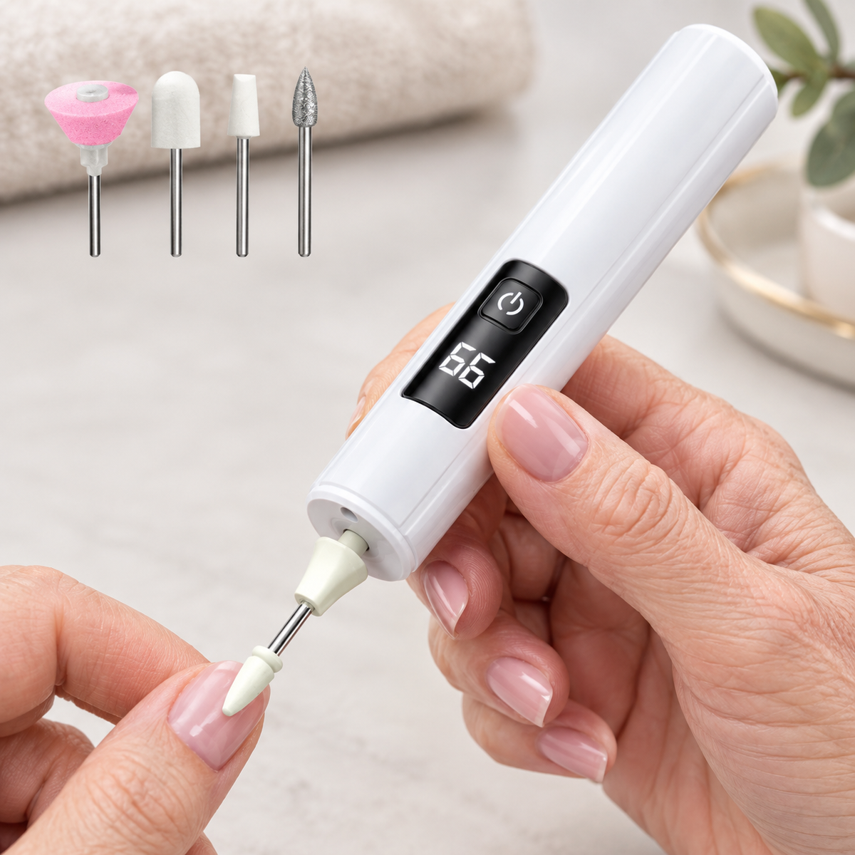 Elektrischer Nagelfeile-Set mit 4 Aufsätzen