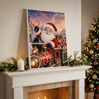 Christmas Diamond Painting with Beads, Santa Claus on a Train, 30 × 40 cm