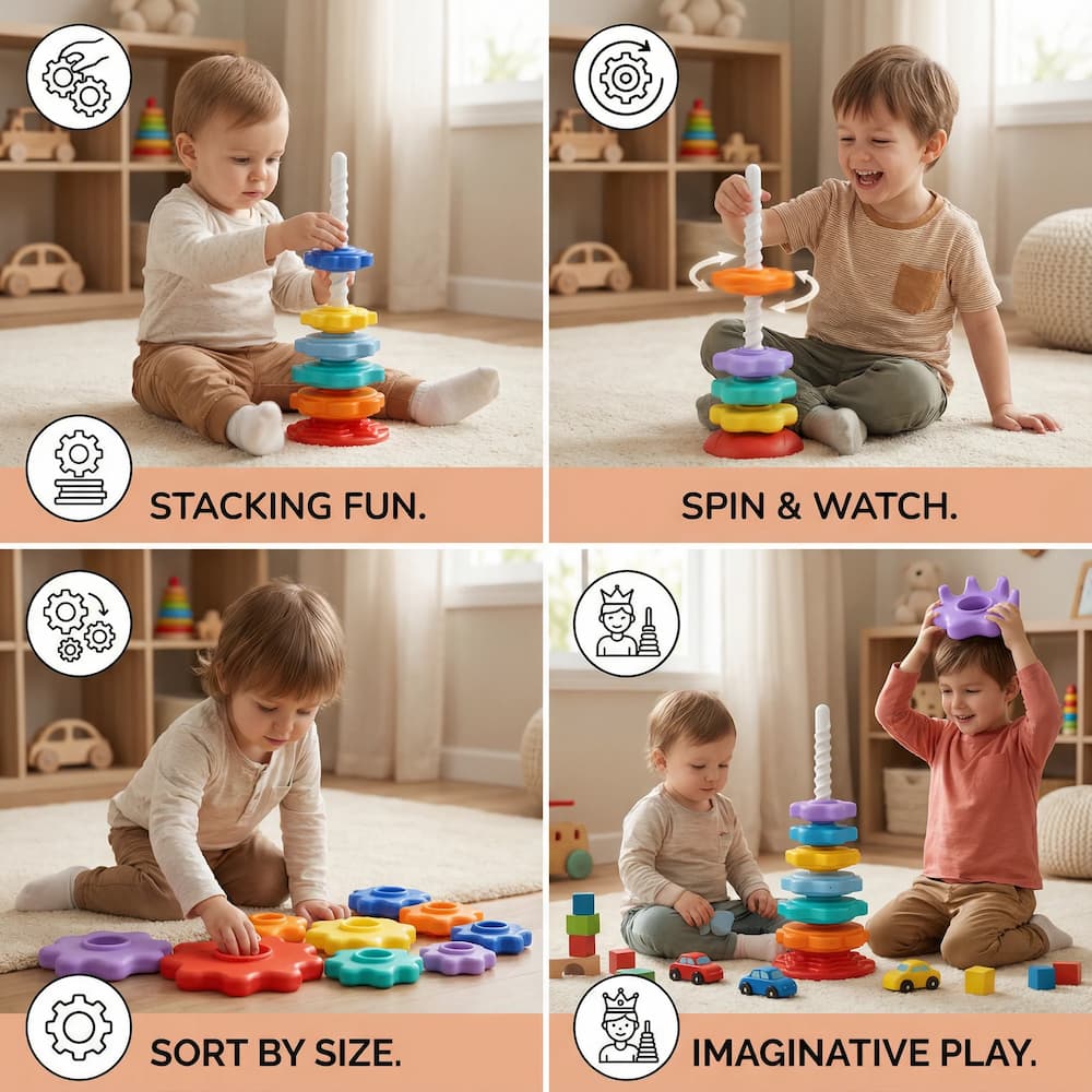 Stapelspielzeug mit Spiralturm – Buntes Lernspielzeug