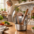 Utensilienhalter Edelstahl mit Deckelablage für Küche