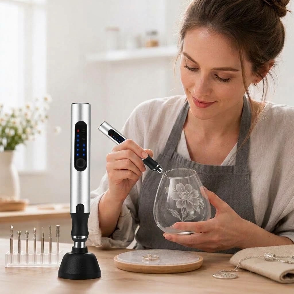 Elektrischer Gravierstift mit Akku, 3 Stufen bis 18.000 U/min, USB-C, Aluminium