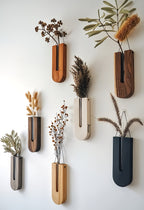 Wood Wall Vases in Rustic Decor for Dried Flowers