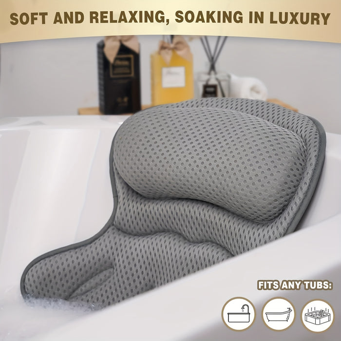 Ergonomic Bath Pillow with Neck Support – Mesh Material