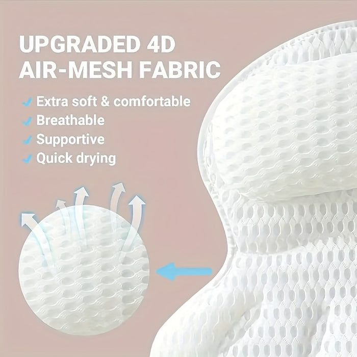 Ergonomic Bath Pillow with Neck Support – Mesh Material