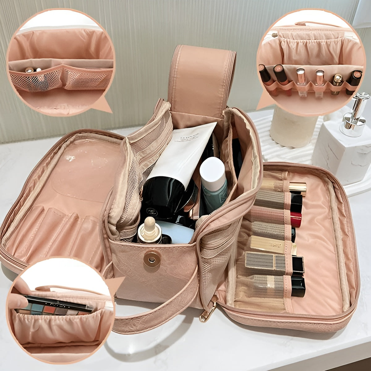 Cosmetic Bag with Compartments – Maximum Capacity