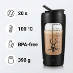 Electric protein shaker with rechargeable battery & powder container, 500 ml, BPA-free