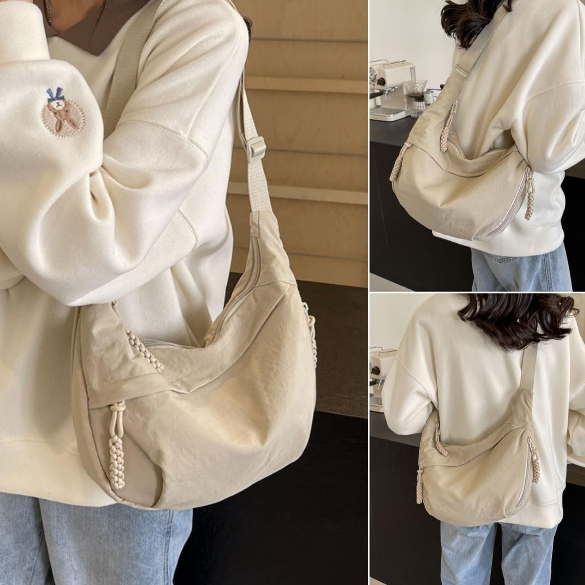Nylon Crossbody Bag with Multiple Compartments – Lightweight and Practical