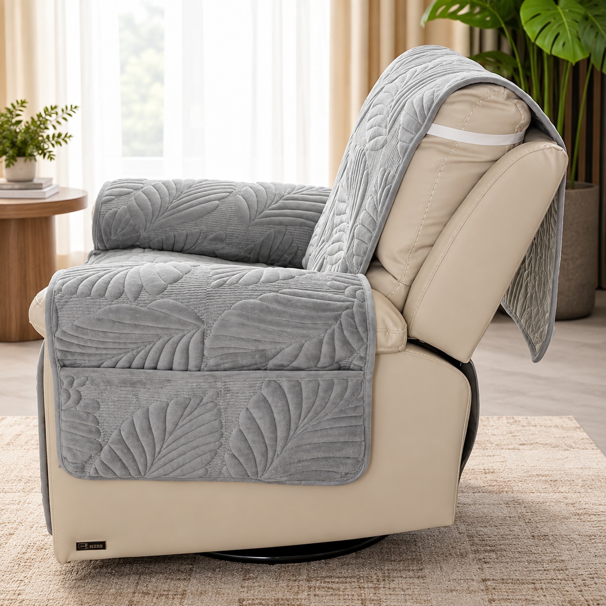 Sesselschoner Relaxsessel Blattmuster Mikrofaser
