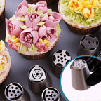 Tulip Piping Tip Set – 12 Pieces with Silicone Piping Bag & Adapter