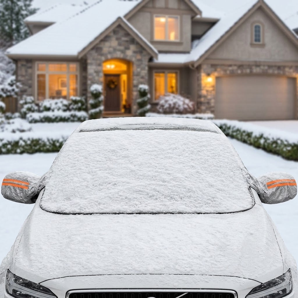 Winter windshield cover with mirror protection and door flaps, 260 x 116 cm