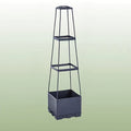 Self-watering planter box with trellis – Anthracite