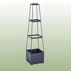 Self-watering planter box with trellis – Anthracite