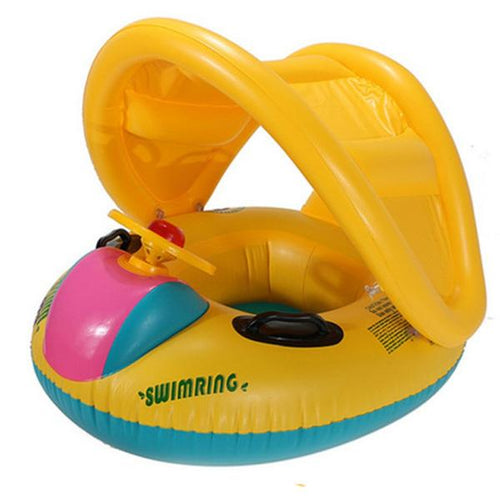 Baby swimming seat with sun canopy – Inflatable with toy
