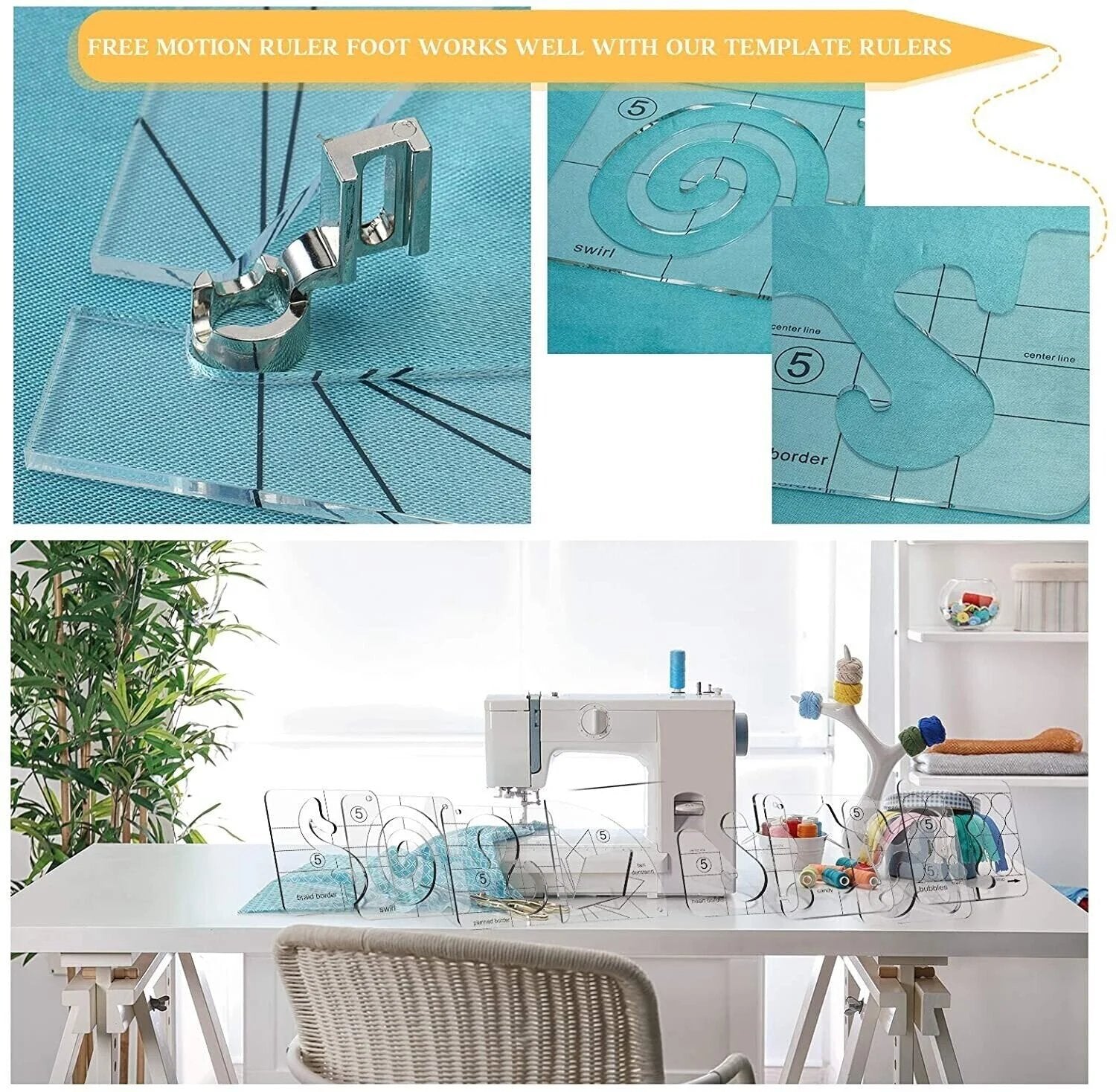 Quilting-Schablonen Set mit 11 Vorlagen für Freies Nähen
