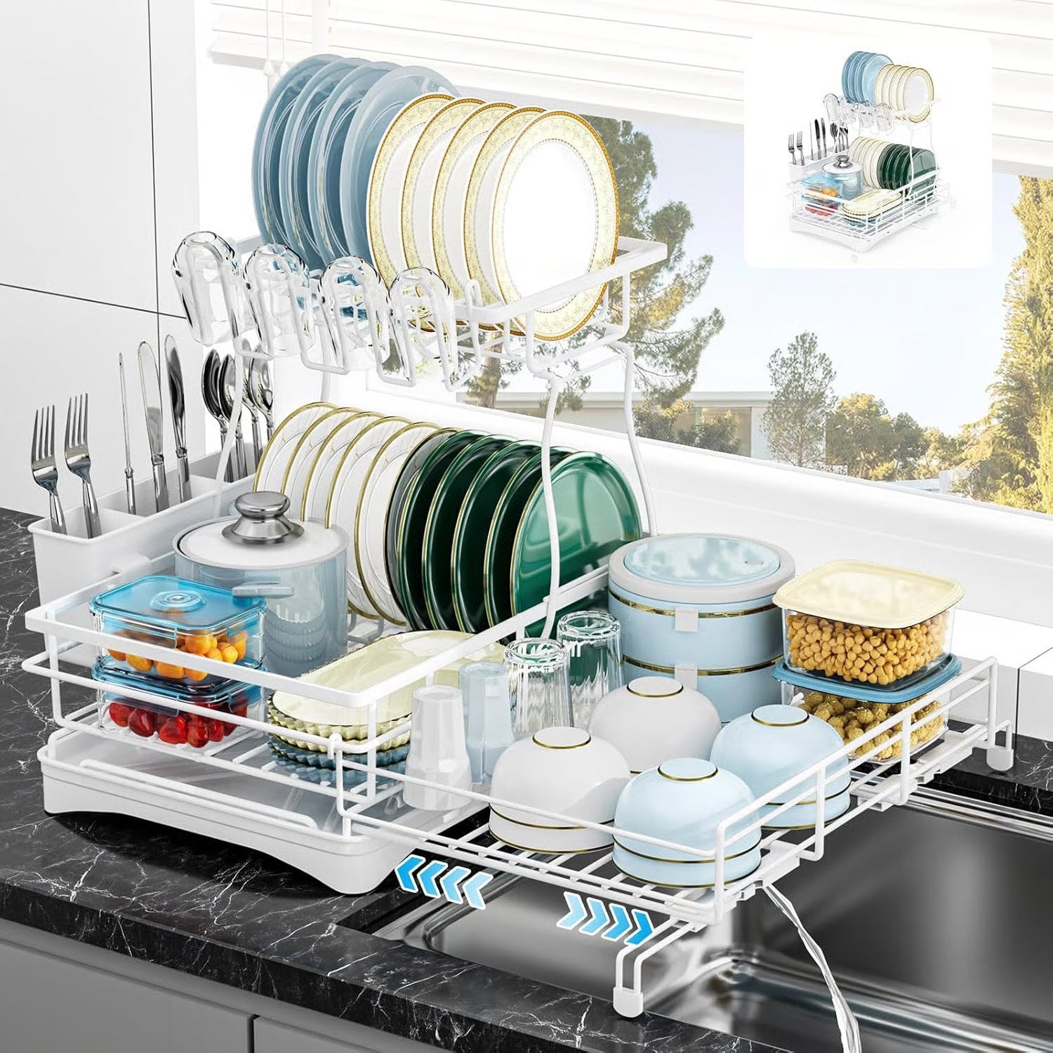 Pull-out 2-in-1 Dish Dryer with Drip Tray