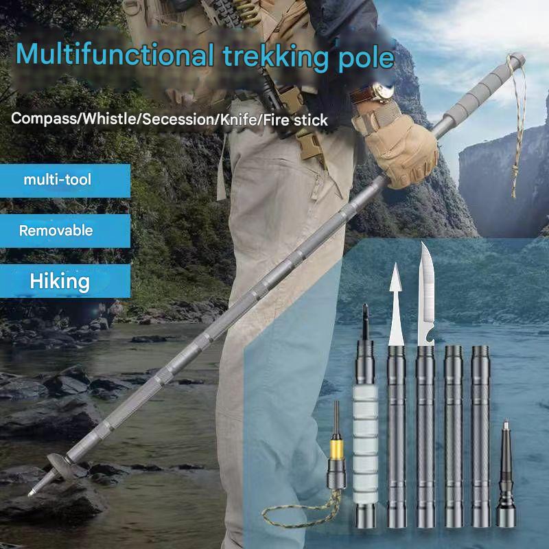 Wanderstock Aluminium verstellbar mit integriertem Survival Kit