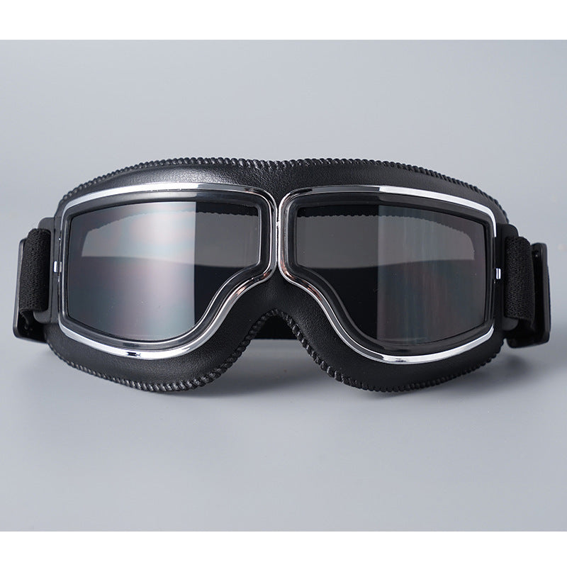 Vintage motorcycle goggles with adjustable elastic band