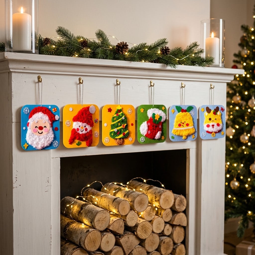 Filz-Bastelset Weihnachten zum Aufhängen, vorgeschnittene Teile, 6 Motive