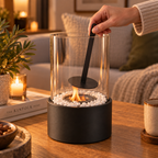 Tischfeuerkorb Glaszylinder mit echter Flamme