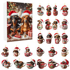 Weihnachts-Adventskalender mit 24 Dackel-Anhängern aus Acryl