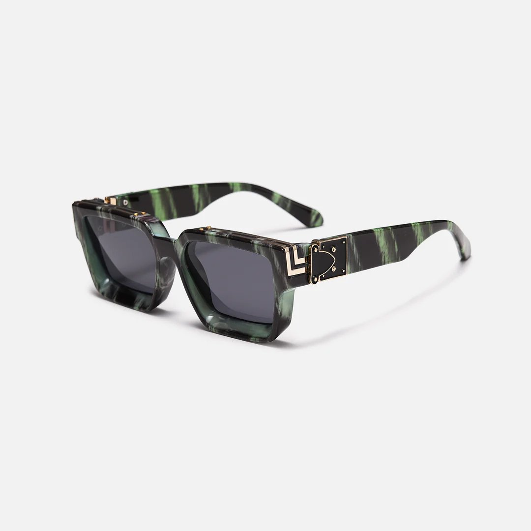 Sonnenbrille mit eckigem Rahmen und Metalldetails