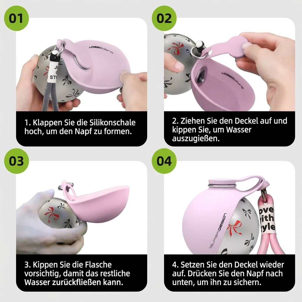 Hunde-Trinkflasche 2-in-1 mit Silikonnapf