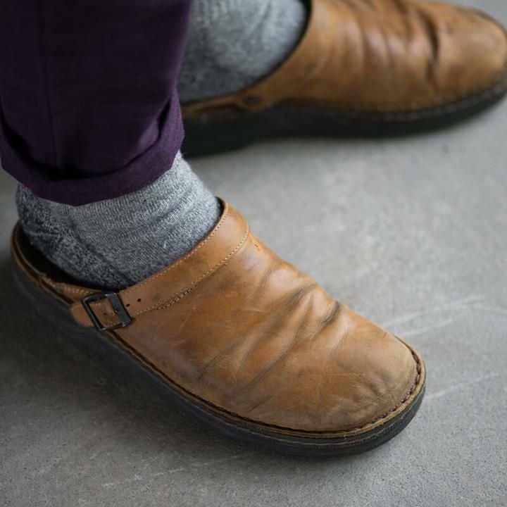 Leder-Pantoffeln Herren mit orthopädischem Fußbett